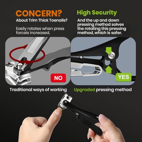 MAYCREATE® 2 Pcs Nail Clipper for Thick Nail Stainless Steel Wide Open Nail Clippers 360 ° Flexible Nails Cutter with Anti-Splash Curved Blade, 4.5 inches Long Handle Nail Clipper for Finger Toe Nail MAYCREATE® 2 Pcs Nail Clipper for Thick Nail Stainless Steel Wide Open Nail Clippers 360 ° Flexible Nails Cutter with Anti-Splash Curved Blade, 4.5 inches Long Handle Nail Clipper for Finger Toe Nail